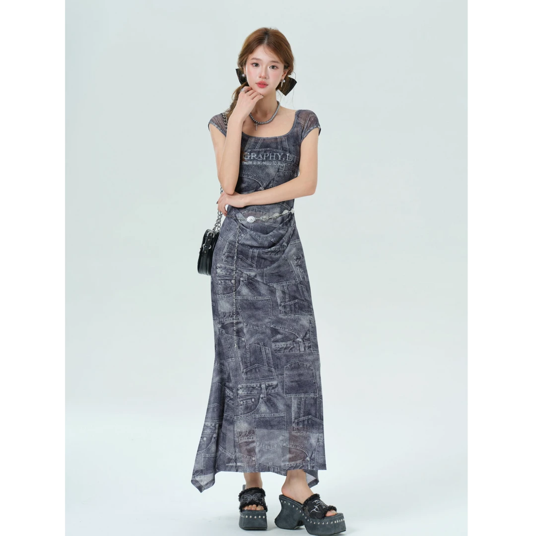 午后棱镜/重生小个子定制夏新款短袖连衣裙复古风洋气衣服女显瘦