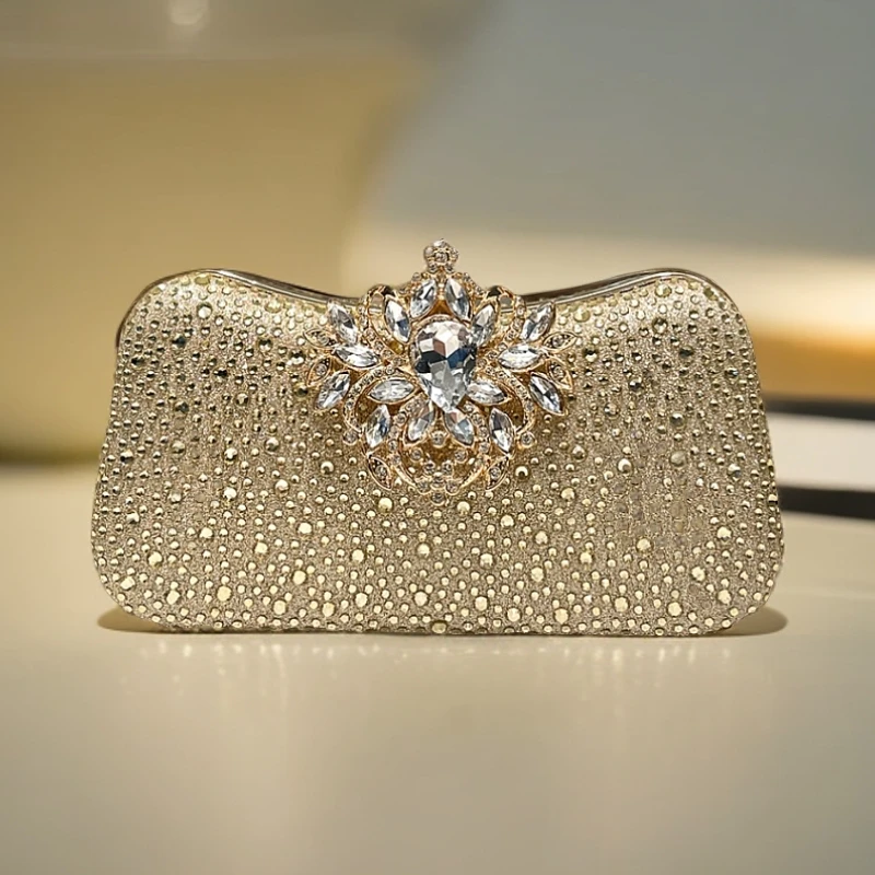 法系蓝涵《名流千金》轻奢镶嵌满钻晚宴包气质高档时尚水桶包女款