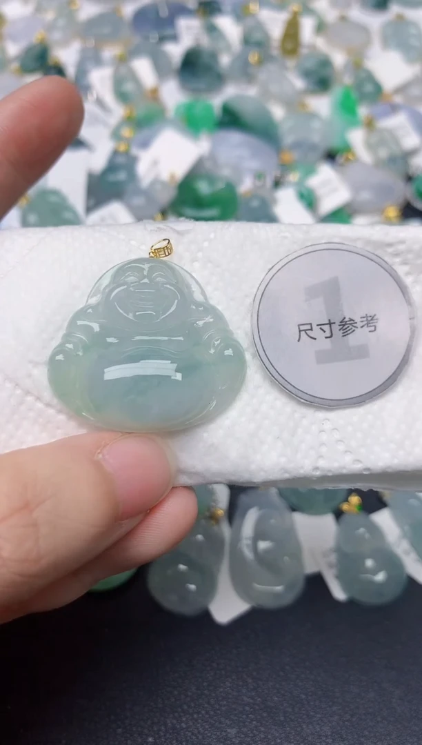 颈饰18K金镶嵌翡翠天然缅甸A货翡翠