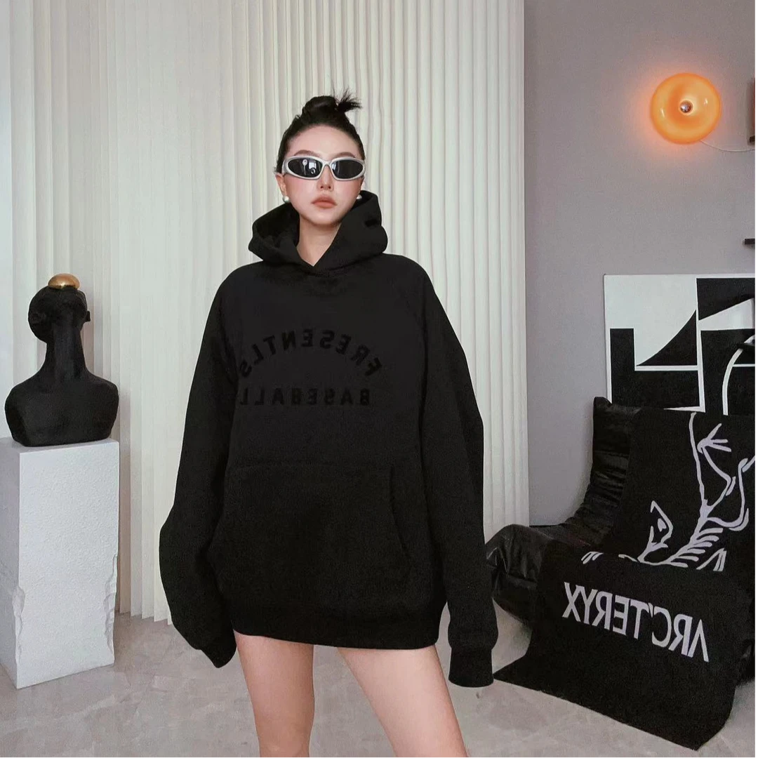 高街棒球系列连帽加绒卫衣潮