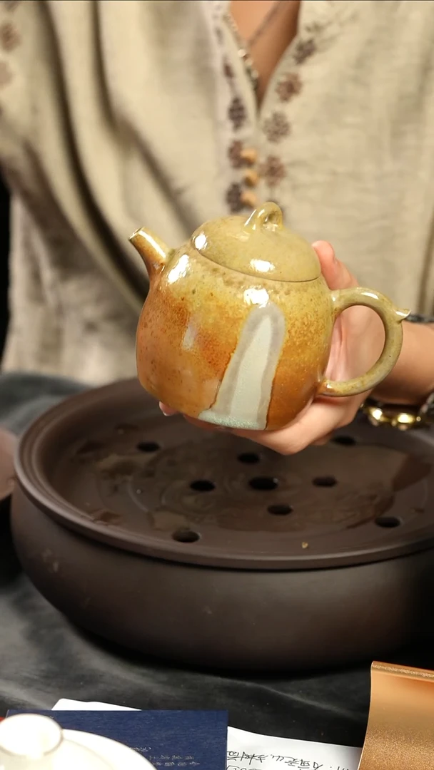 张*淇【1417】柴烧秦权杯LG0140（金蟾系列-肖春魁）