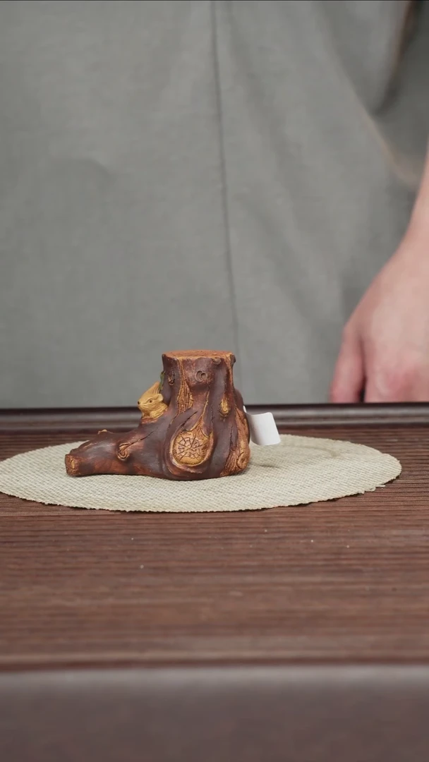 茶壶紫砂T081 盖置老段泥紫泥粉浆