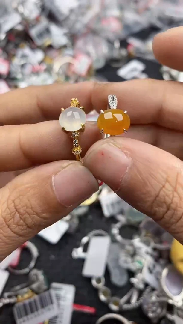 银S925镶嵌戒指翡翠999---1
