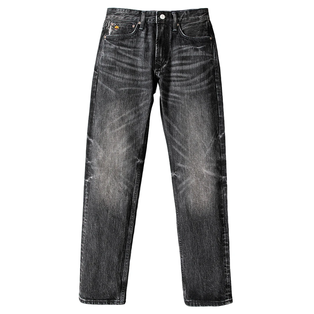 1319#男装赤耳丹宁17盎司501直筒牛仔硫化黑水洗百搭复古