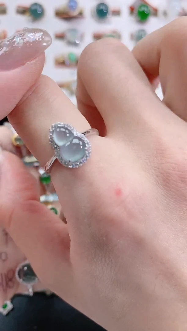 银S925镶嵌戒指翡翠天然翡翠