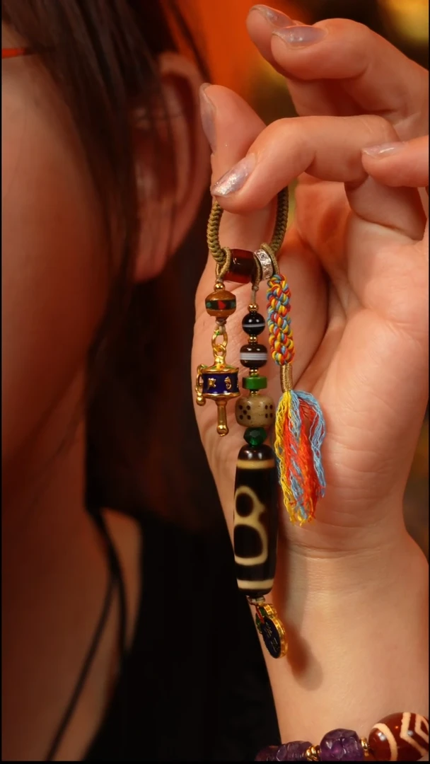 玛瑙/玉髓（覆膜）颈饰合金伽元珠玉｜财神-玛瑙钥匙扣