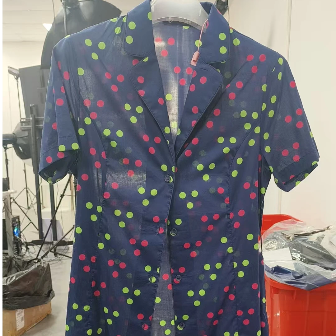 2025年女士短袖波点时尚休闲连衣裙