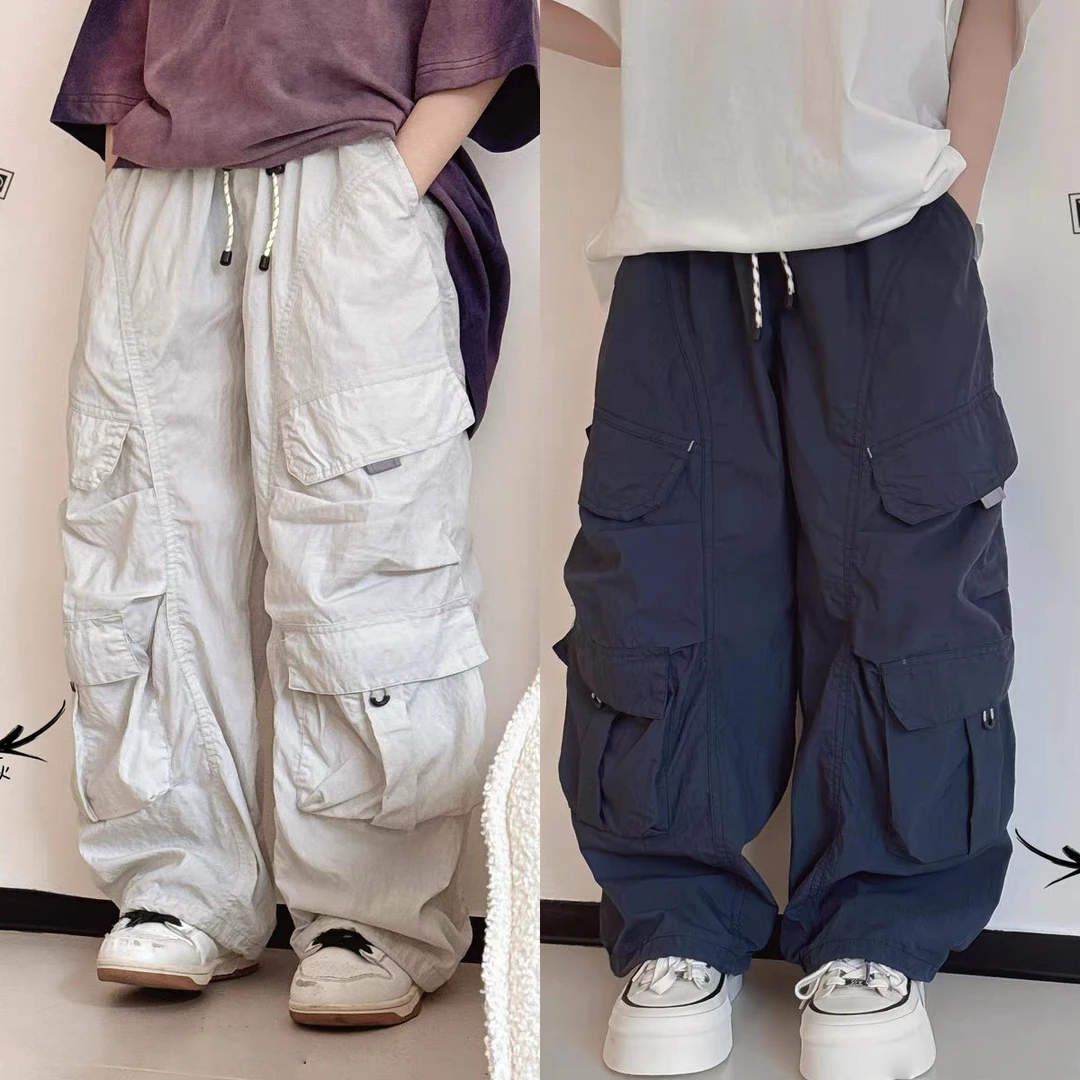 儿童速干裤薄款工装裤2025夏季男女童透气休闲裤百搭时尚防蚊裤潮