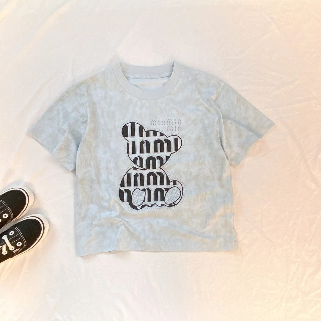 夏新款款儿童短袖中大童男女童上衣半袖满印休闲T恤圆领夏季