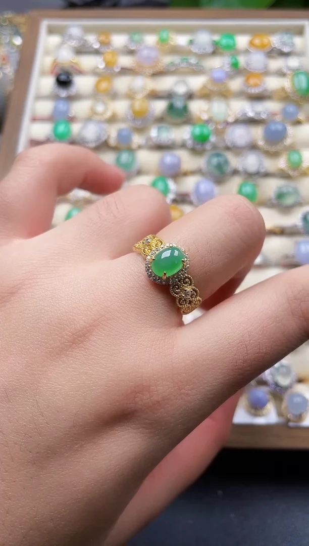 银S925镶嵌戒指翡翠70