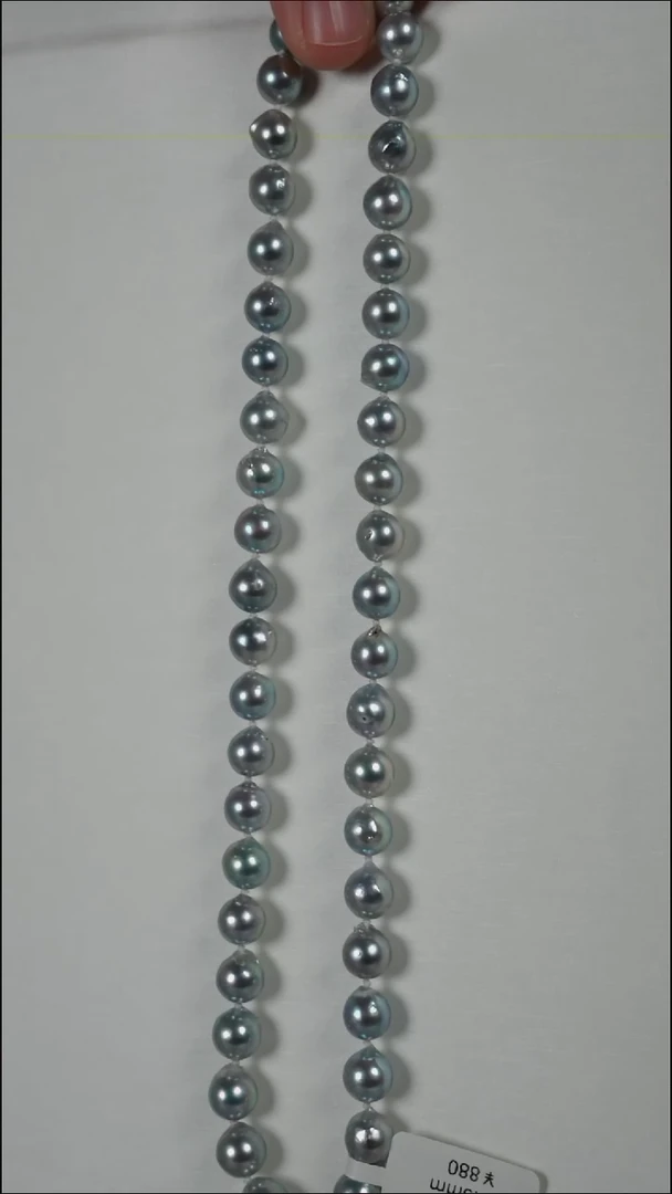 项链银S925镶嵌海水珍珠AK真多麻8-8.5mm