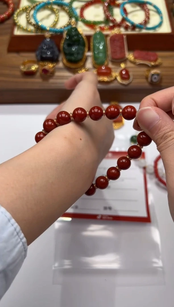 18K金镶嵌手串手串南红玛瑙甲*~手串手串