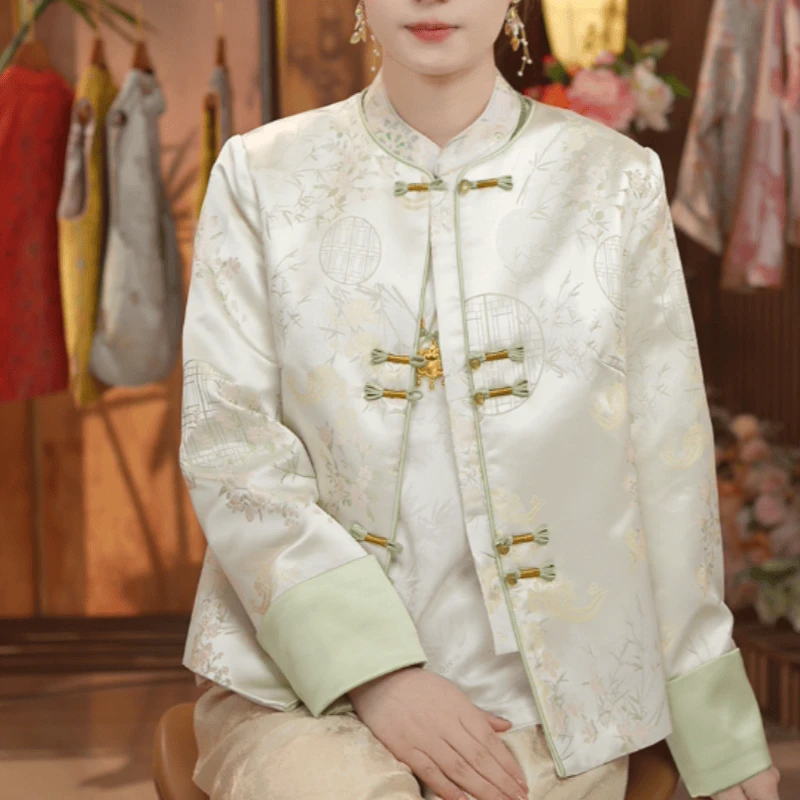 【竹窗】民族风气质春秋女装印花竹窗上衣