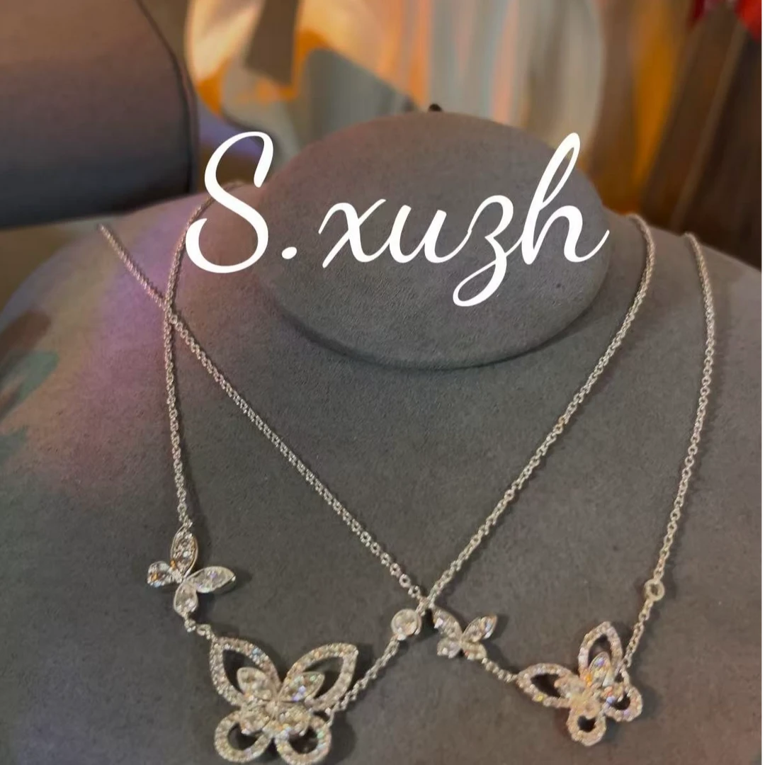 合金项链 合金合成锆石蝴蝶幻影项链