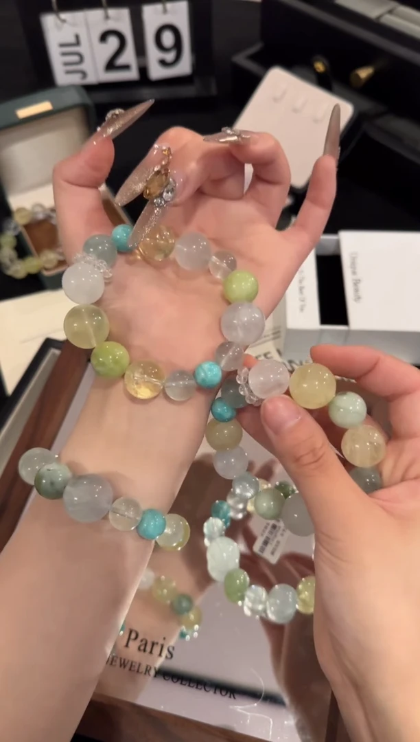 水晶手链合金绿色多宝x2049