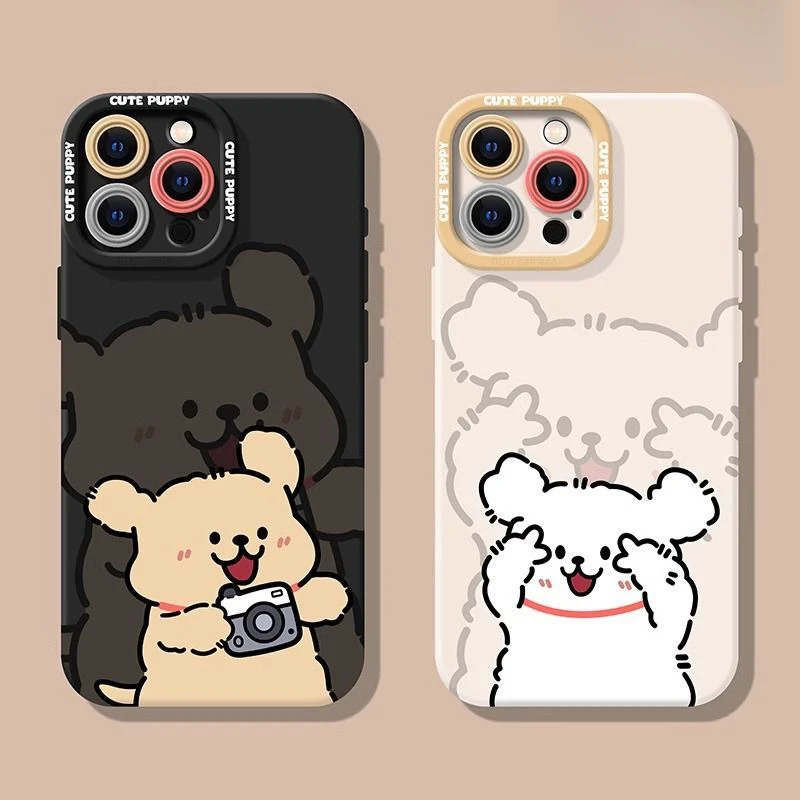 适用于高级感软iPhone16手机壳苹果15promax简约14硅胶13比耶小狗