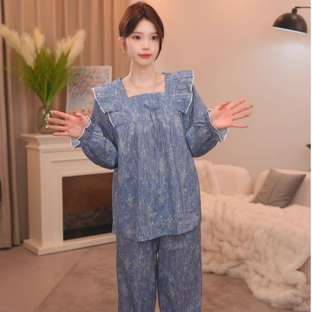 板栗小姐【琉璃】新款女春秋甜美风高级家居服套装可外穿