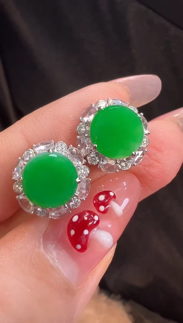 【闪购商品】翡翠耳饰18K金镶嵌耳饰