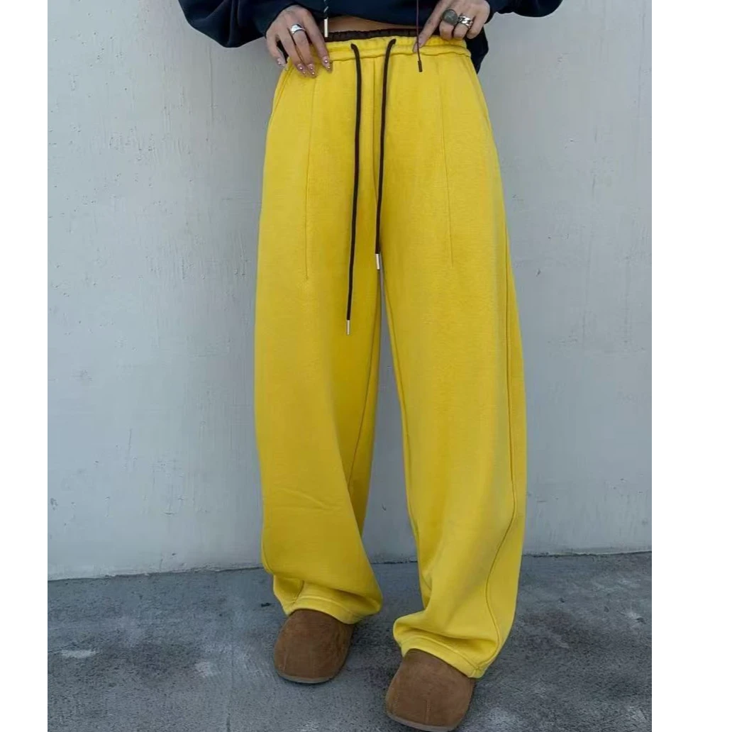 a093 直筒宽松阔腿裤高腰休闲卫裤长裤抽绳显瘦垂感百搭时尚款