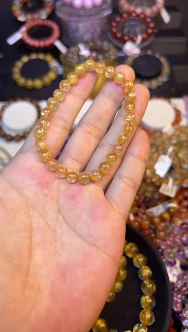 未镶嵌手串水晶金发晶6mm+