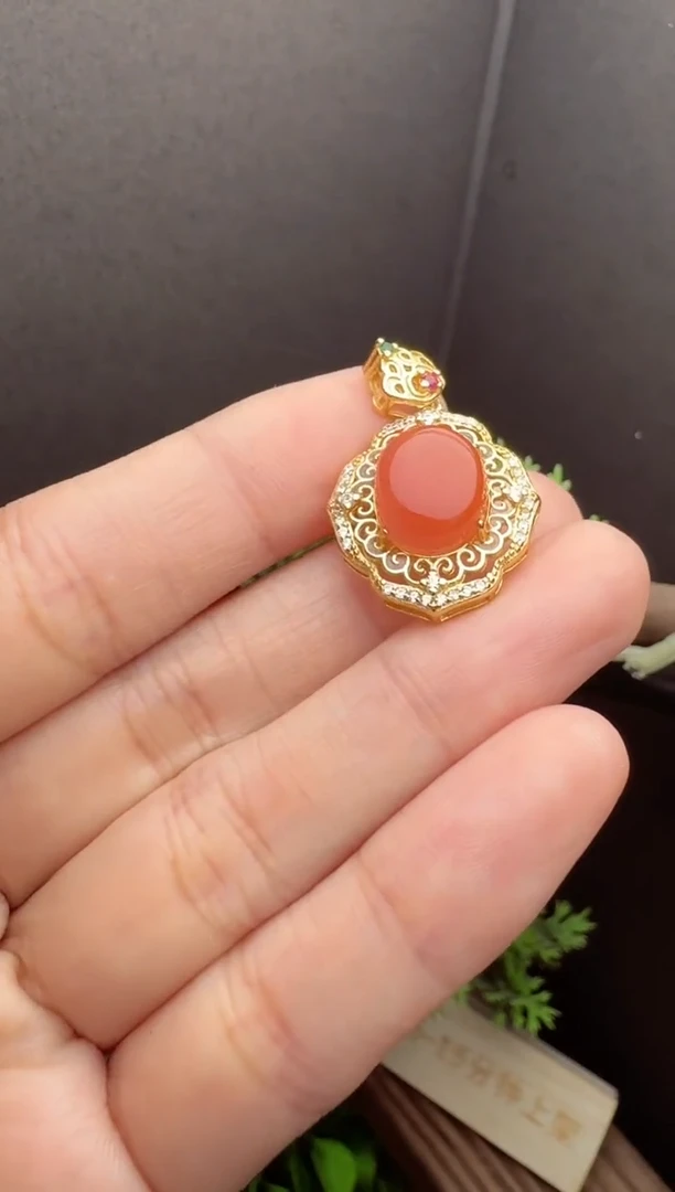 【闪购商品】玛瑙/玉髓吊坠银S925镶嵌银镶s925-玛瑙吊坠