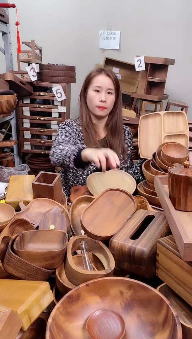 木   柚木方形三格分餐盘25*25*2cm