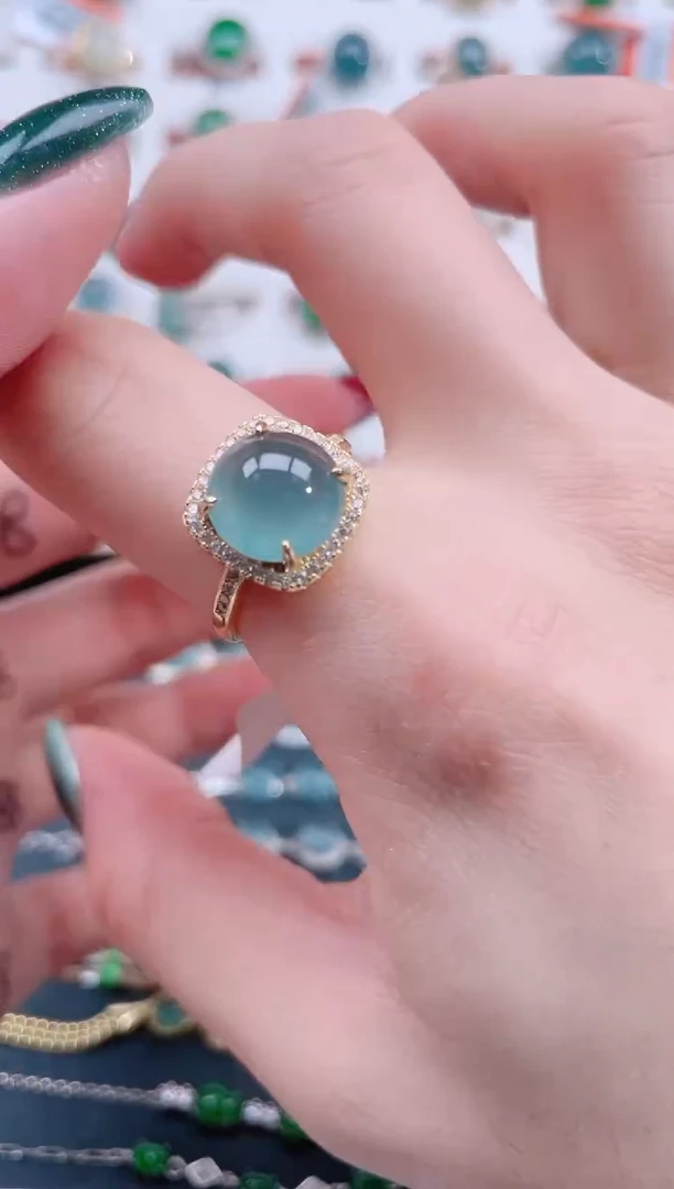 银S925镶嵌戒指翡翠天然翡翠