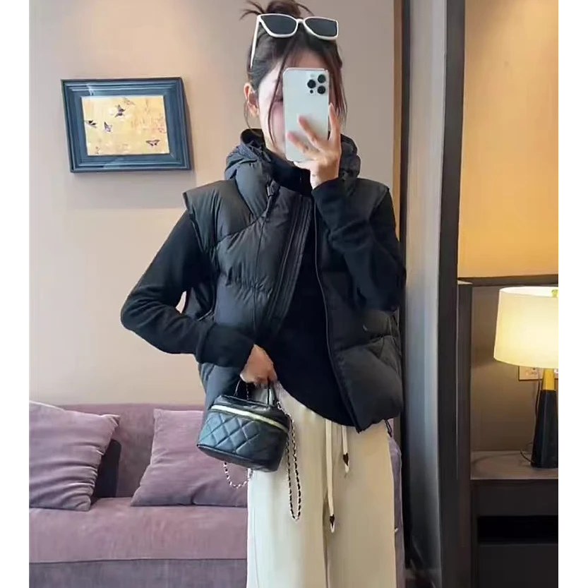 小个子连帽羽绒棉服马甲女款2025新款爆款百搭背心坎肩马夹外穿