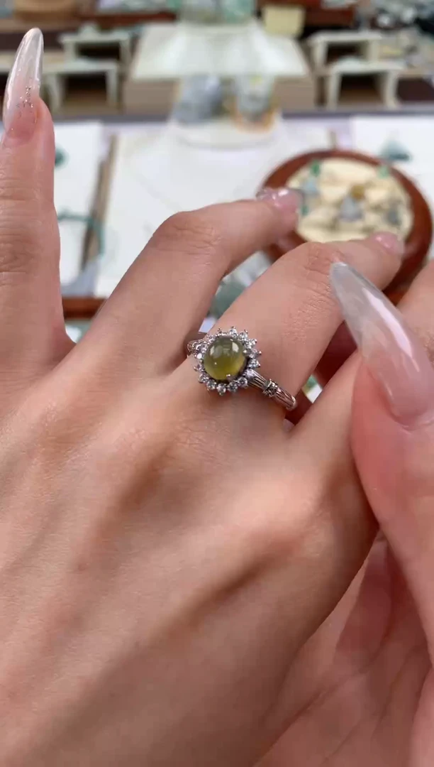 【闪购商品】翡翠戒指银S925镶嵌天然A货翡翠挂件