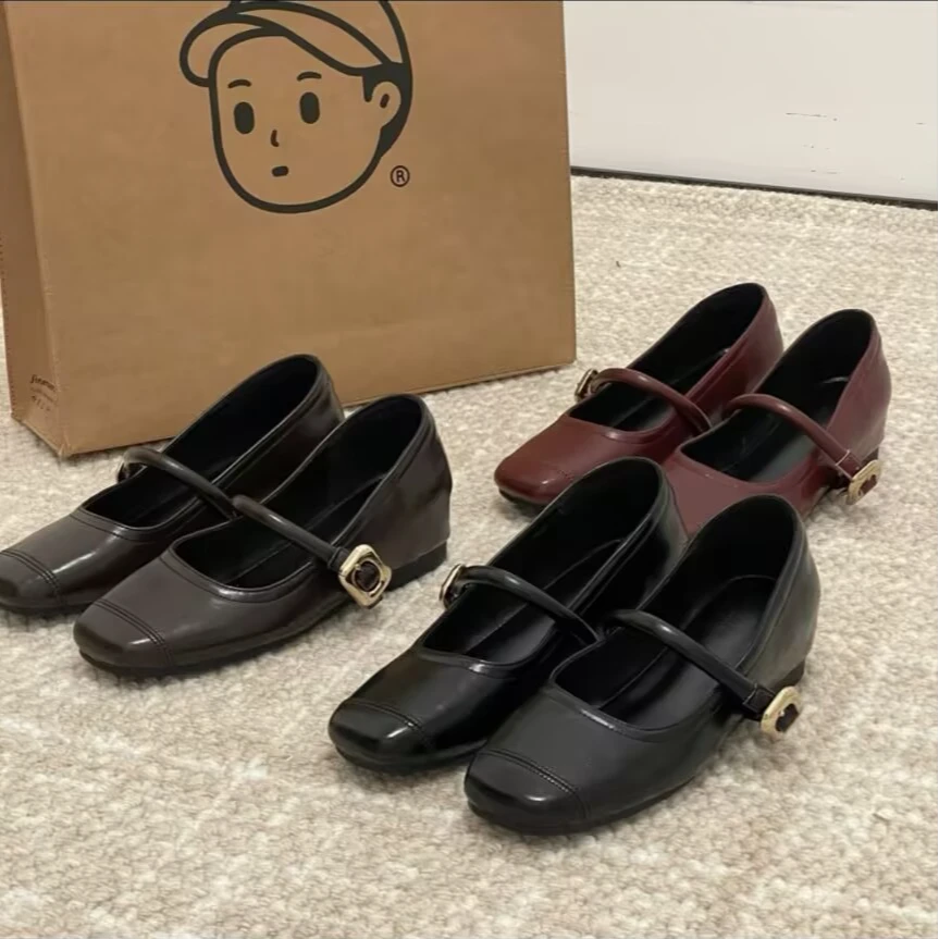 【SRR】内增高5cm复古单鞋软皮玛丽珍日常温柔风法式平底时尚百搭
