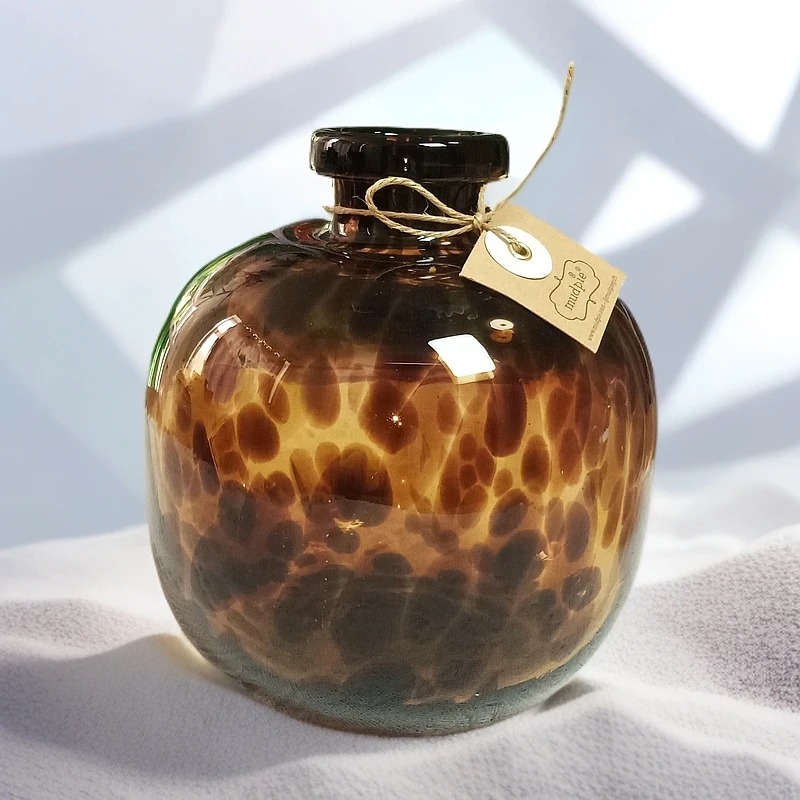 琥珀黑点透明玻璃花瓶