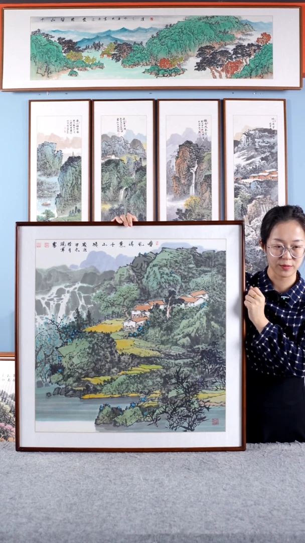 【闪购商品】国画张现军《春风得意千山绿》手绘83*83