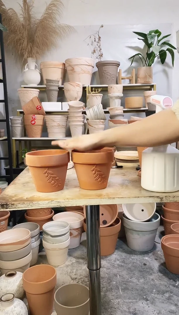 瑕疵无售后14*13红陶浮雕 2盆无托