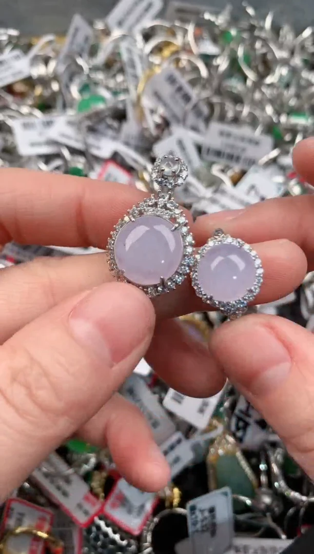 银S925镶嵌戒指翡翠9                   5