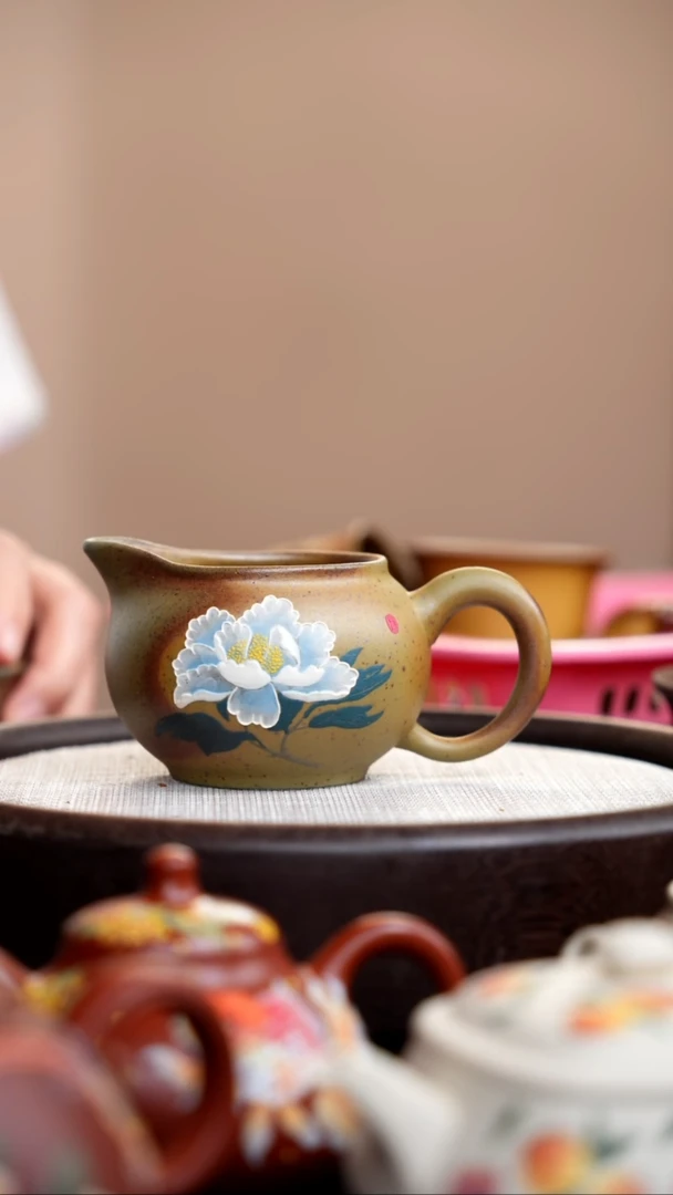 茶壶紫砂柴烧白牡丹公道杯