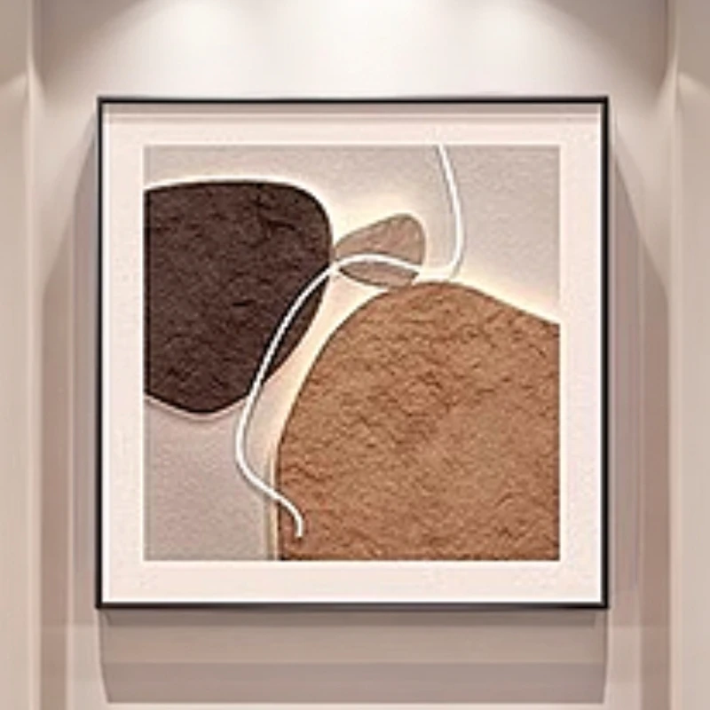 现代轻奢入户门玄关装饰画高级感橙色大象挂画客厅走廊摆件