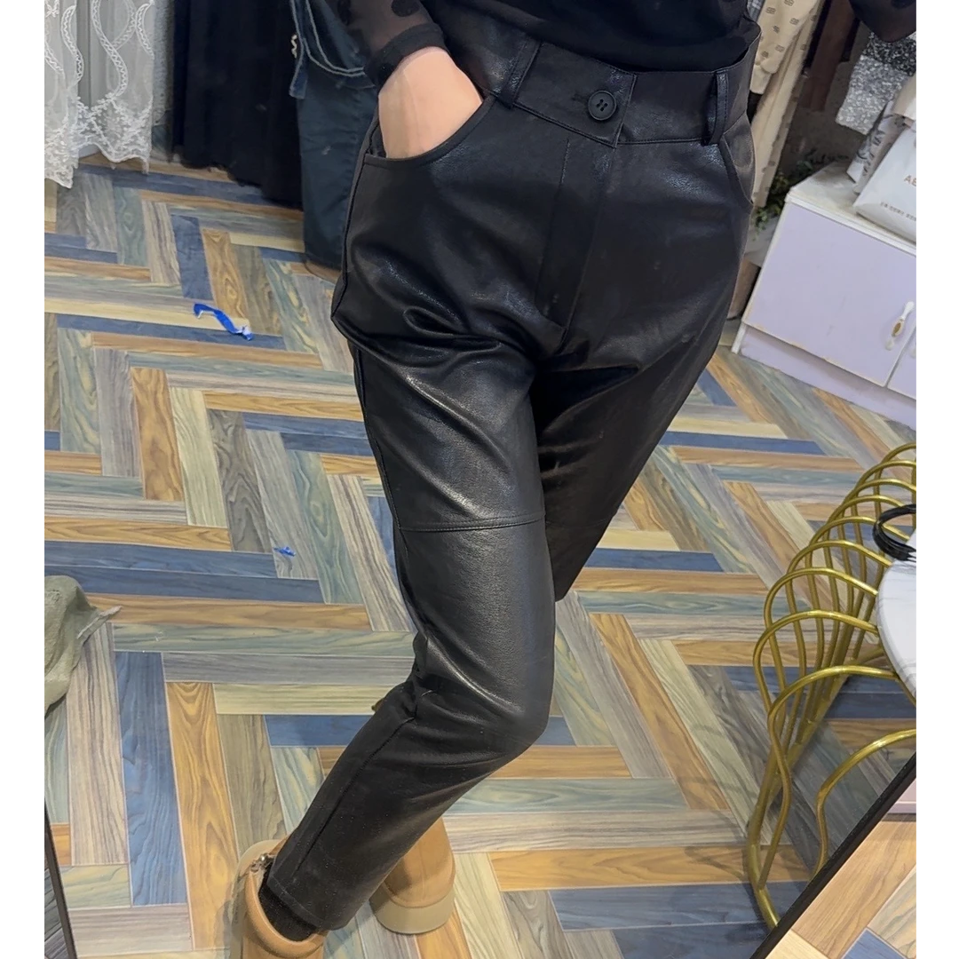 女士时尚绵九分裤修身显瘦高腰裤