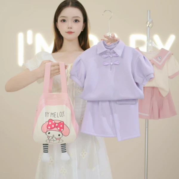 【鲸灵设计】高品质A类纯棉女童套装夏款短袖女宝裙子儿童夏季-现货