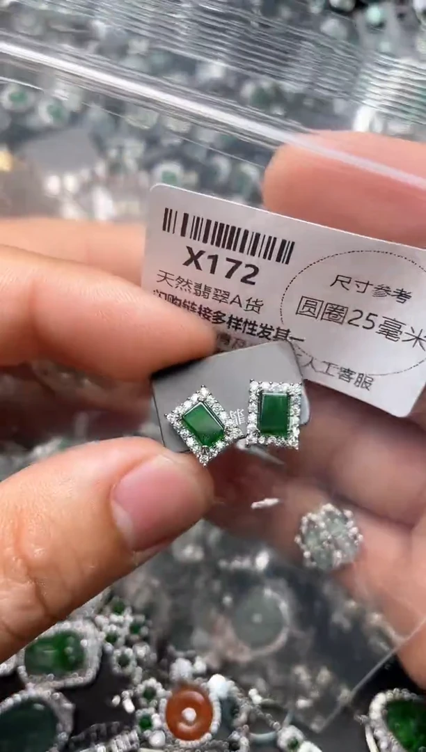 翡翠未镶嵌颈饰X172耳钉