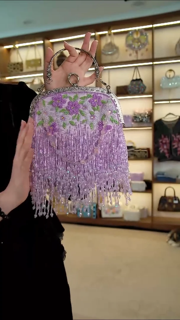 织物6百格汇手工串珠包