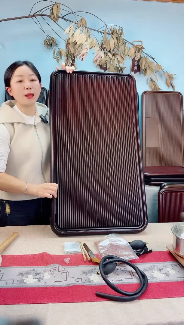 千川黑胡桃色款式茶盘90*50*5