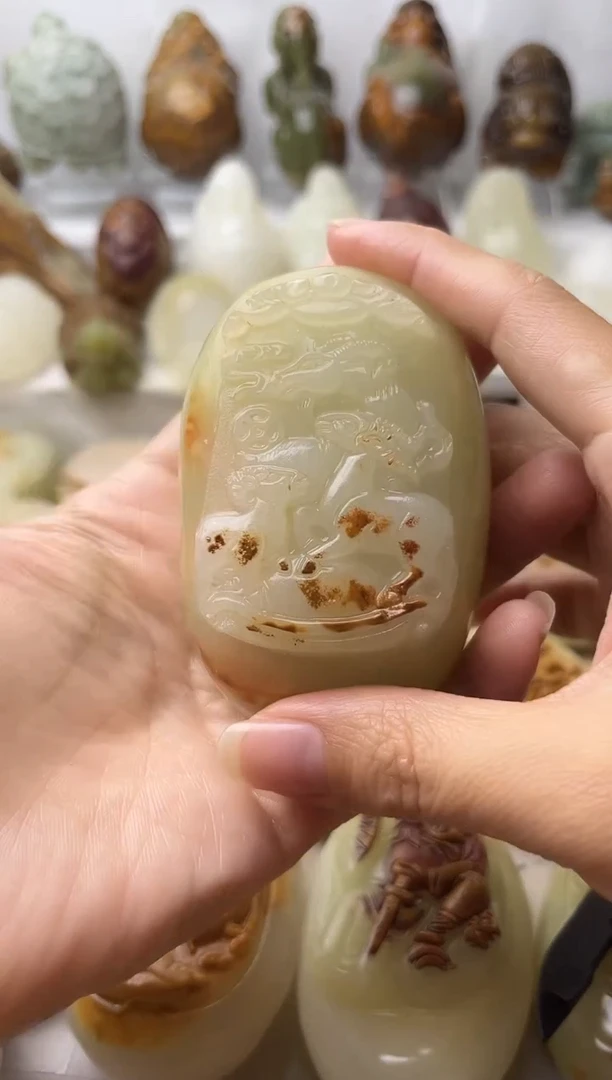 石材方解石棉纹正常不退换三羊开泰
