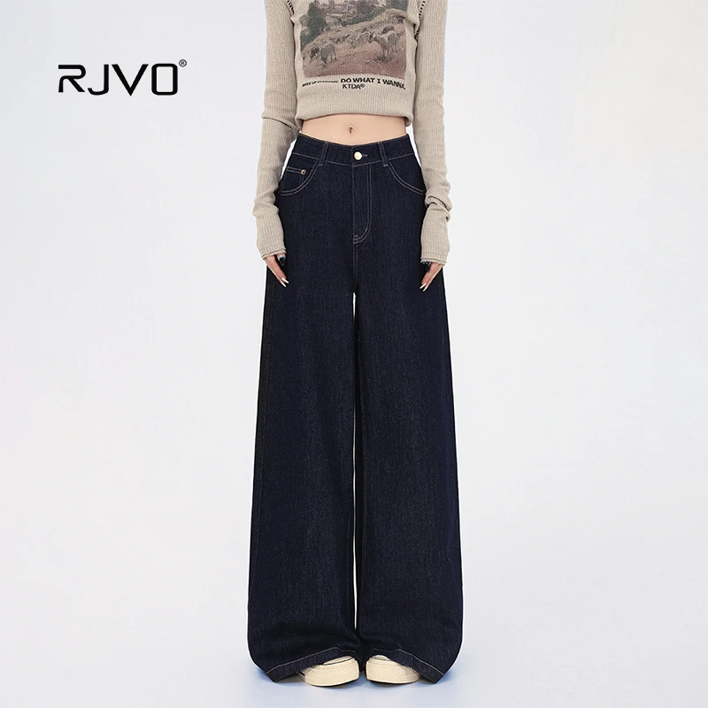 RJVO翻盖口袋美式原色防掉色牛仔裤复古直筒阔腿裤