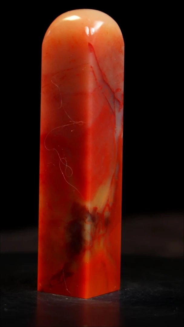 老挝石玻璃冻红花印章印章印章