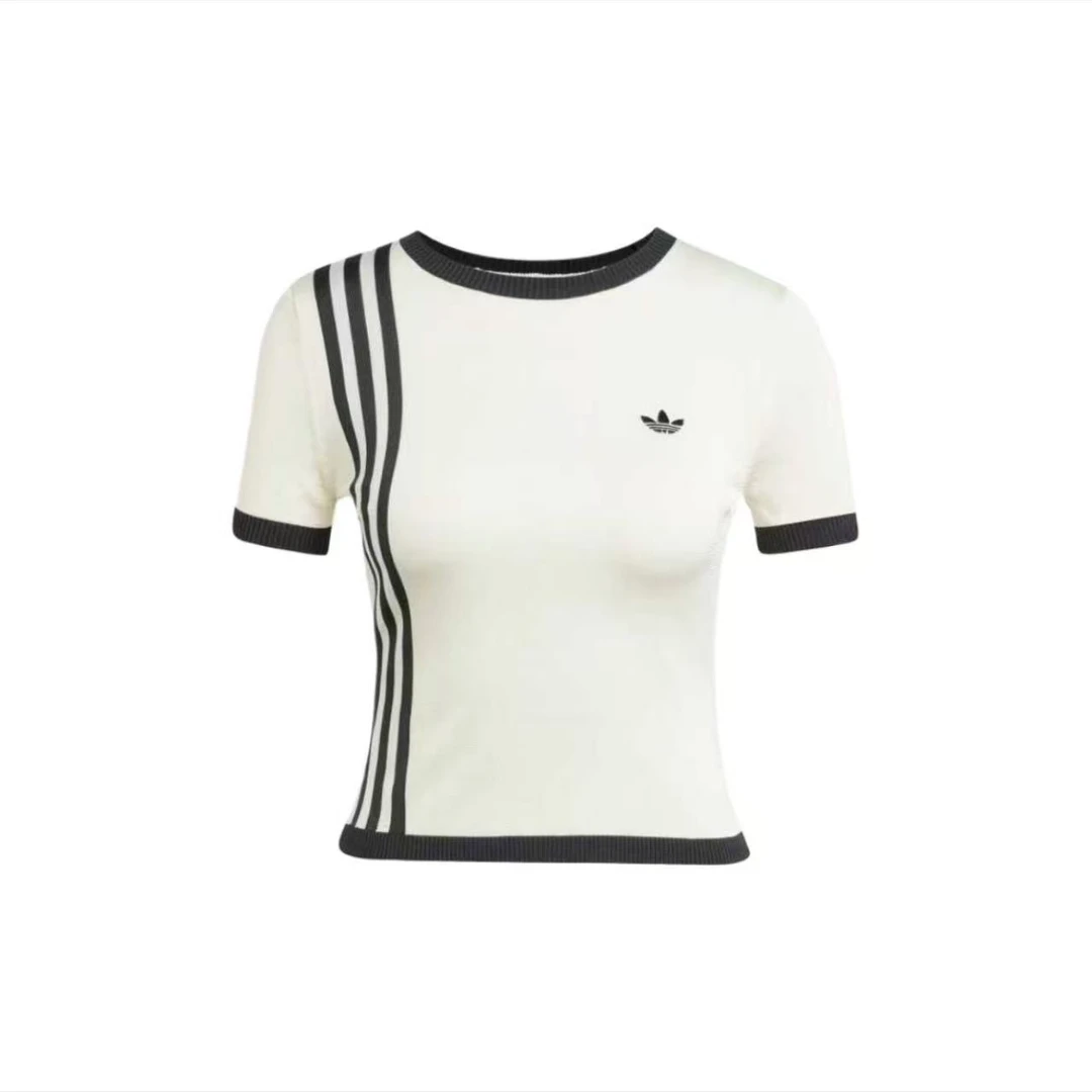 【万象城AD SWC】阿迪达斯圆领套头短袖常规T恤女款乳白色JJ0961