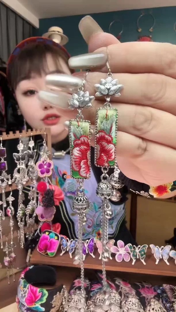 刺绣纯手工民族风刺绣耳环