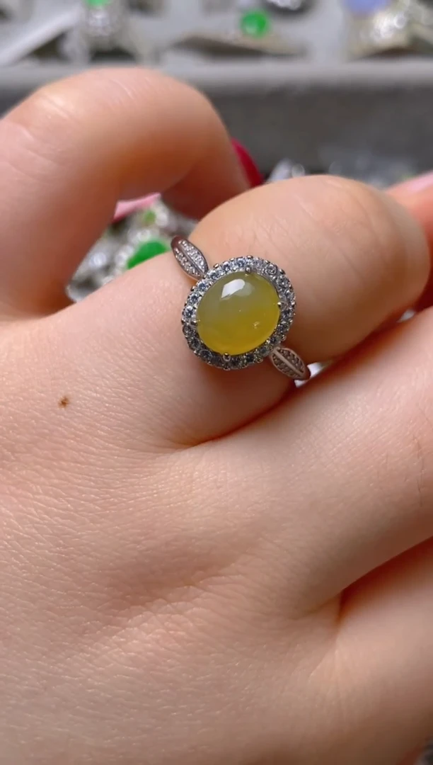 银S925镶嵌戒指翡翠百内无证书