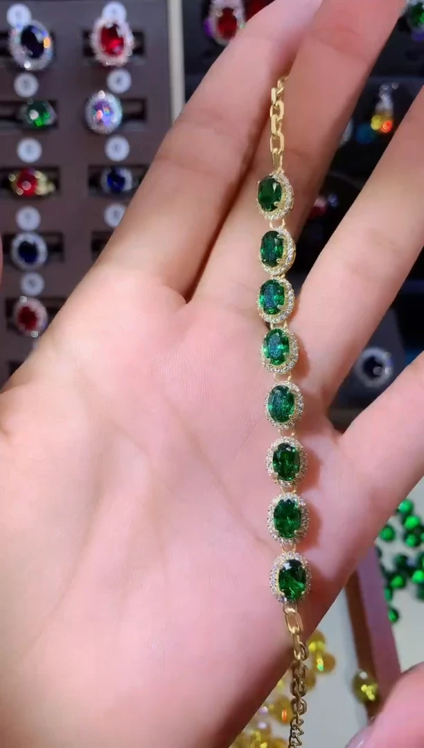 手链银S925镶嵌碧玺金