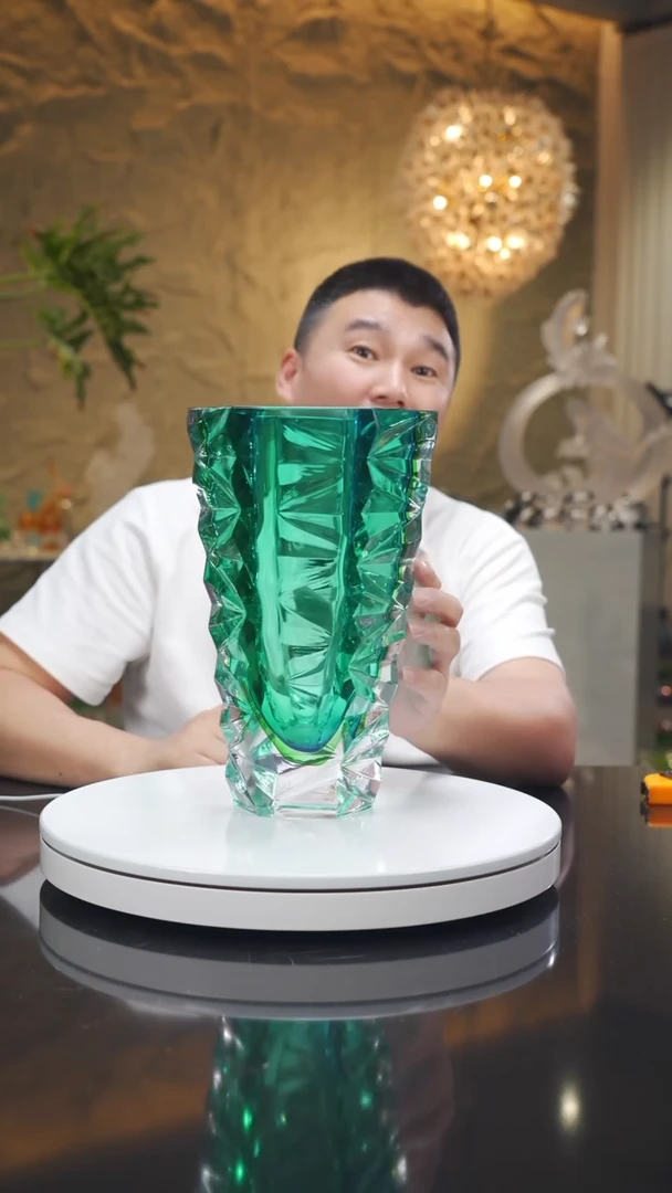 琉璃手工艺品福利蓝绿切面花瓶