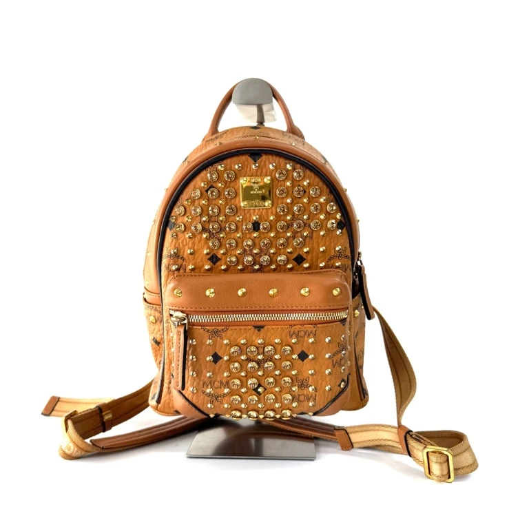 95新 MCM 安洁利严选干邑色双肩包 WHL504063